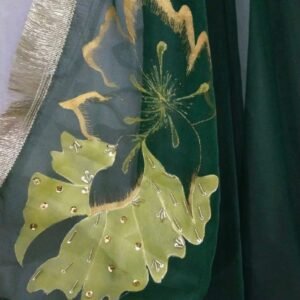 Mehandi Hand Painted Dupatta - Image 4