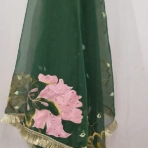 Mehandi Hand Painted Dupatta - Image 5