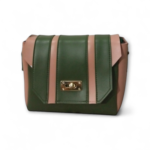Olive Green and Tea Pink Shoulder Bag