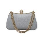 Silver Clutch with Fancy Chain